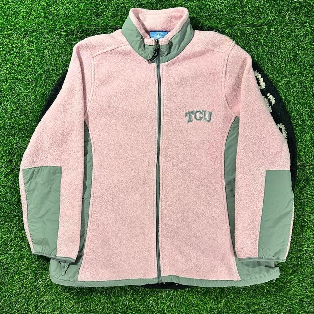 Pink and Grey Women’s TCU Fleece Zip-Up Jacket - XL